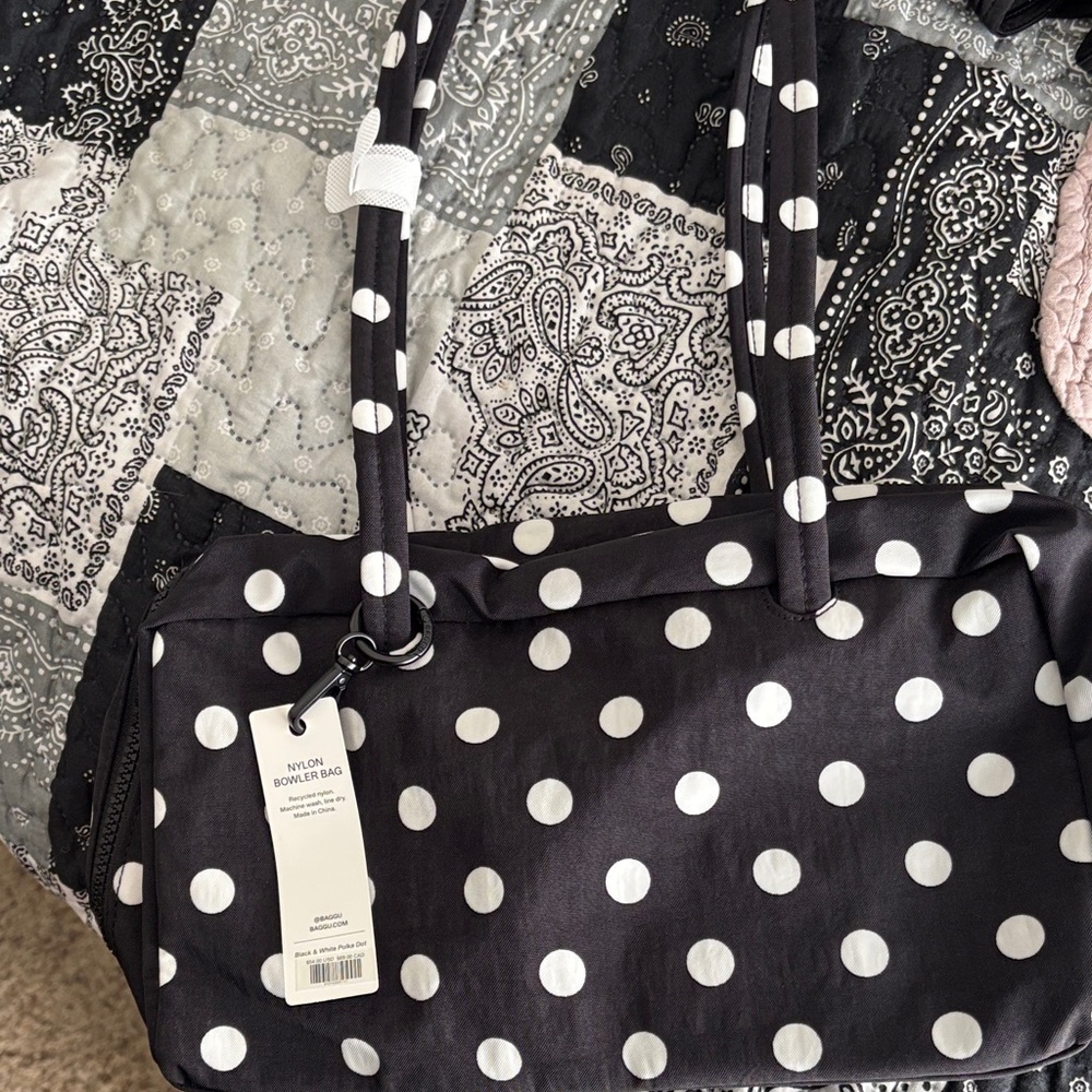 Polka Dot Nylon Bowler Bag baggu